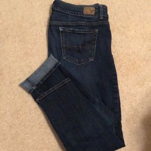 American Eagle high rise dark jean capris